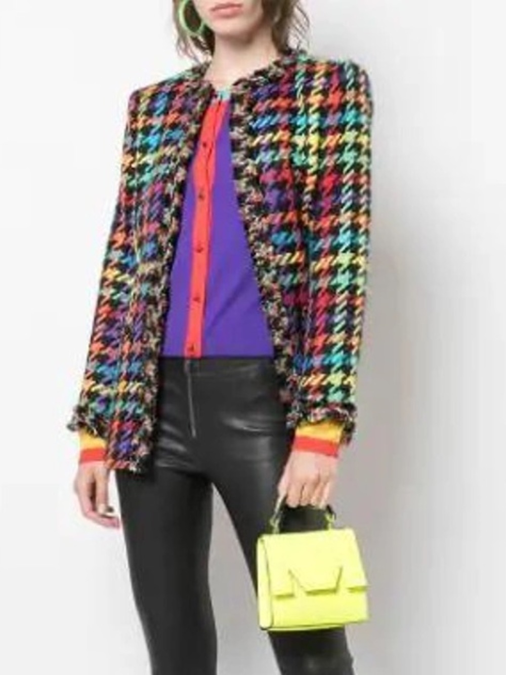 Alice + Olivia Andreas Rainbow Tweed Jacket Small - Picture 2 of 11